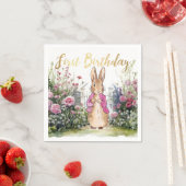 ピーター・ザ・ラビットピンクのジャケットが庭に スタンダードカクテルナプキン (インサイチュ)