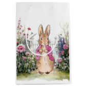 ピーター・ザ・ラビットピンクの上着を庭で ミディアムペーパーバッグ (正面)