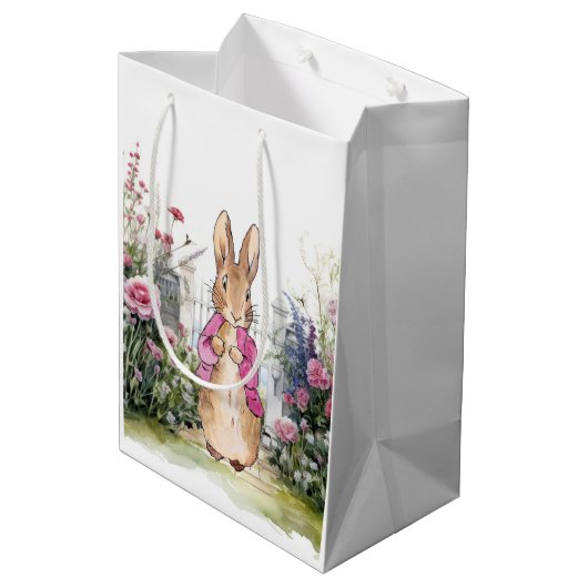 ピーター・ザ・ラビットピンクの上着を庭で ミディアムペーパーバッグ (裏面アングル)