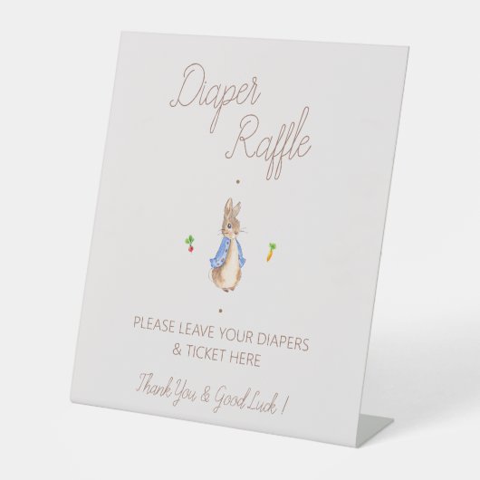ピーター・ザ・ラビットベイビーシャワーおむつラッフルサイン 台座サイン (正面)