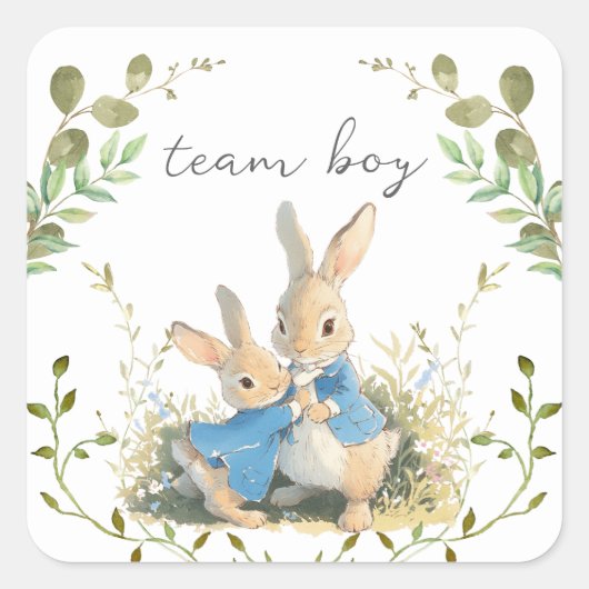 ピーター・ザ・ラビットボタニカルチーム少年He or She スクエアシール (正面)