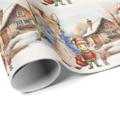 ピーター・ザ・ラビット小妖精や小人と雪の風景 ラッピングペーパー (ロールコーナー)