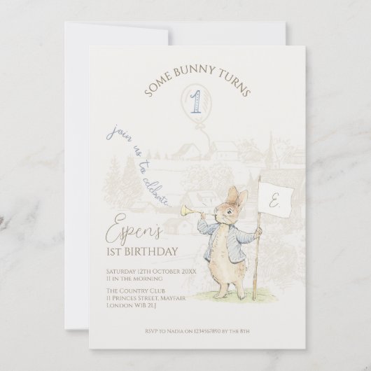 ピーター・ザ・ラビット・ビアトリックスSome Bunny 1st Birthday 招待状 (正面)