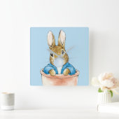 ピーター・ザ・吹ウサギの青い泡ガム スクエア壁時計 (ホーム)