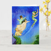 ピーター・パン、ウェンディ、ジョン、マイケル・フライ遠くに カード (黄色い花)