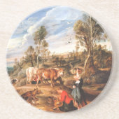 ピーター・ポール・ルーベンス牛の牛が住む土地の熟女 コースター (正面)