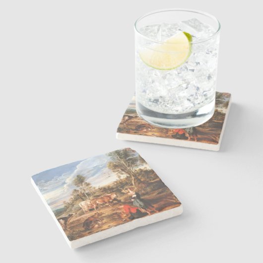 ピーター・ポール・ルーベンス牛の牛が住む土地の熟女 ストーンコースター (横)