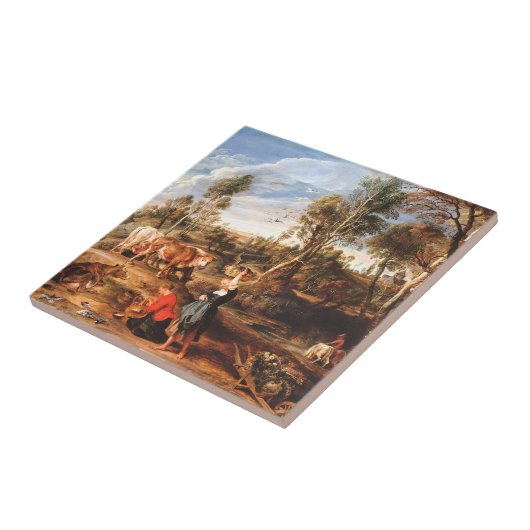 ピーター・ポール・ルーベンス牛の牛が住む土地の熟女 タイル (側面)