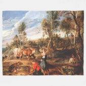 ピーター・ポール・ルーベンス牛の牛が住む土地の熟女 フリースブランケット (正面(横))