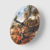 ピーター・ポール・ルーベンス牛の牛が住む土地の熟女 ラウンド壁時計 (傾斜)