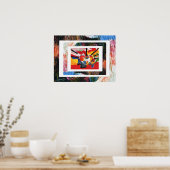 ピーター・マックススタイルオリジナルはアクリル絵画の ポスター (キッチン)