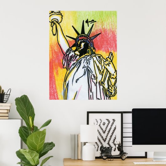 ピーター・マックススタイルオリジナルはアクリル絵画の ポスター (ホームオフィス)