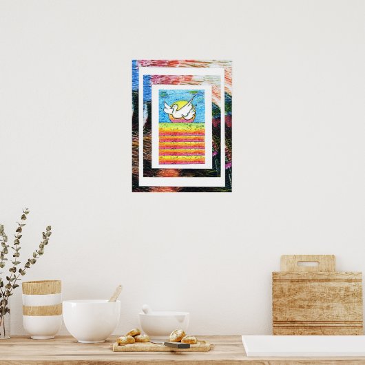 ピーター・マックススタイルオリジナルはアクリル絵画の ポスター (キッチン)