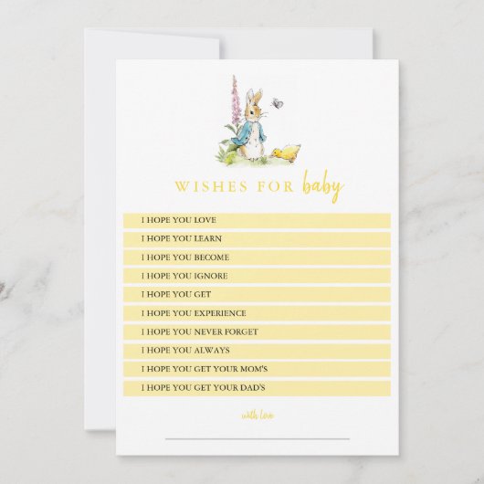 ピーター・ラビットがベビー黄色の赤ちゃんシャワーを望む 招待状 (正面)