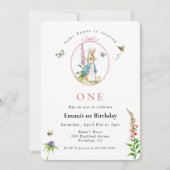 ピーター・ラビットガール最初の誕生日の招待 招待状 (正面)