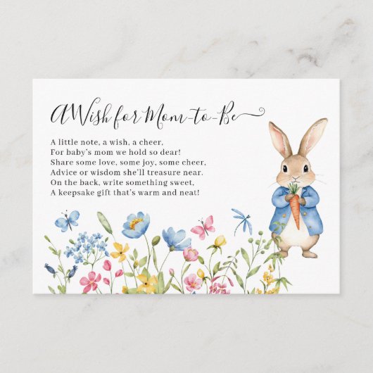ピーター・ラビットフローラがお母さんの赤ちゃんシャワーを願う エンクロージャーカード (正面)