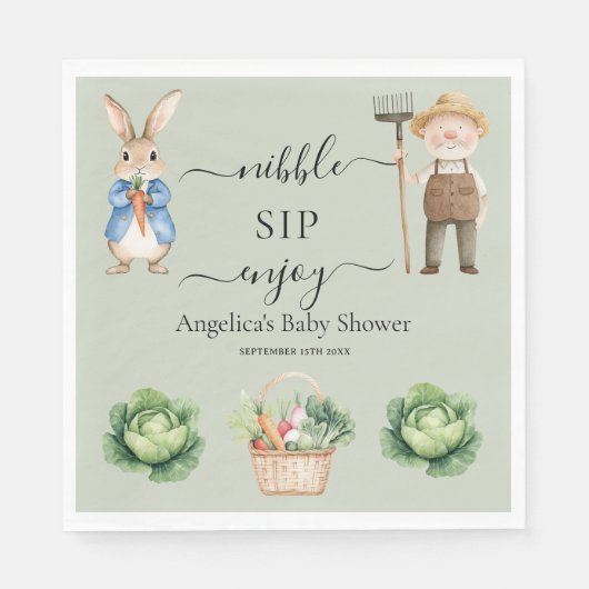 ピーター・ラビットベジズ氏マクレガー・ガーデンパーティー スタンダードランチョンナプキン (正面)
