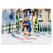 ピーター・ラビット冬のクリスマステンプレート ラージペーパーバッグ (正面)