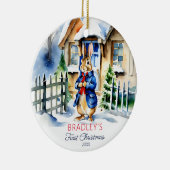 ピーター・ラビット冬の初めてのクリスマスのプレゼント写真 セラミックオーナメント (右)