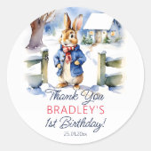 ピーター・ラビット冬の誕生日パーティーのお願い ラウンドシール (正面)