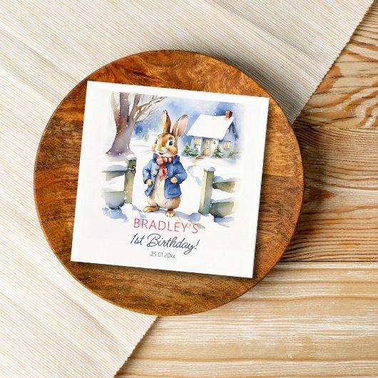 ピーター・ラビット冬の誕生日パーティー食器 スタンダードカクテルナプキン
