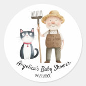 ピーター・ラビット氏マクレガーと猫の赤ちゃんシャワー ラウンドシール (正面)