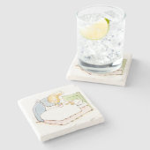 ピーター・ラビット食べ物を与えがベッドで ストーンコースター (横)