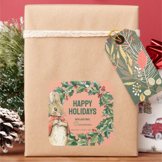 ピーター・ラビット | クリスマスを楽しむ スクエアシール (クリスマス)