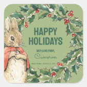 ピーター・ラビット | クリスマスを楽しむ スクエアシール (正面)