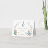 ピーター・ラビット ビアトリクス・ポッター 緑の水彩画 サンキューカード (正面)