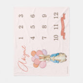 ピーター・ラビット | ピンクベビーガール12ヶ月マイルストーン フリースブランケット (正面)