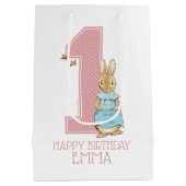 ピーター・ラビット |ベビーガール初の誕生日紙 ミディアムペーパーバッグ (裏面)