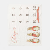 ピーター・ラビット | ベビーガール12ヶ月マイルストーン フリースブランケット (正面)