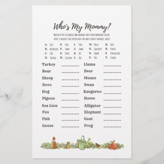 ピーター・ラビット |ママって誰？ |赤ちゃんシャワーゲーム (正面)