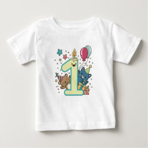 ピーター・ラビット  名前の付いた最初の誕生日ベビー ベビーTシャツ