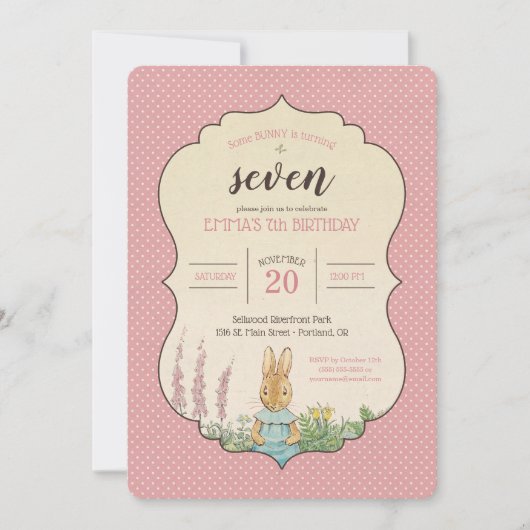 ピーター・ラビット |小さな女の子の誕生日 招待状 (正面)