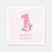 ピーター・ラビット |最初の誕生日ピンク スタンダードカクテルナプキン (正面)