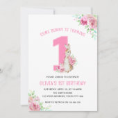 ピーター・ラビット |誕生日ピンク 招待状 (正面)