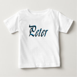 「ピーター」青い数字 ピーター 名前 ベビーTシャツ
