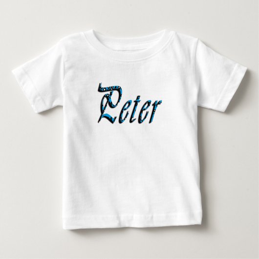 「ピーター」青い数字 ピーター 名前 ベビーTシャツ (正面)