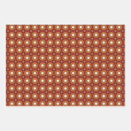 ピーチうねり幾何学模様セットI ラッピングペーパーシート