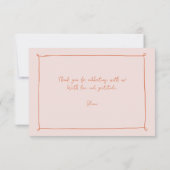 ピーチお洒落ドードルハンドドロードブライダルシャワー サンキューカード (裏面)