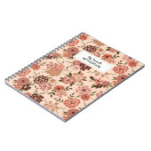 ピーチお洒落ブラウンフローラ ノートブック (左側)