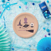 ピーチお洒落ーなピンクの魔女をテーマにした紙プレート ペーパープレート (パーティー)