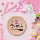 ピーチお洒落ーなピンクの魔女をテーマにした紙プレート ペーパープレート (パーティー)