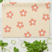 ピーチお洒落&オレンジフローラレトロ、陽気 キッチンタオル (折り畳み)