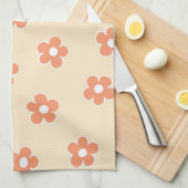 ピーチお洒落&オレンジフローラレトロ、陽気 キッチンタオル (四つ折り)