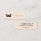 ピーチかわいらしウォーター色バタフライロゴクリエイティブ スキニー名刺 (正面/裏面)