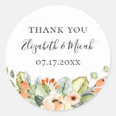 ピーチかわいらしガーデンフローラ結婚式の引き出物 ラウンドシール (正面)
