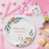ピーチかわいらしクリームフローラ75th誕生日 ペーパープレート (パーティー)